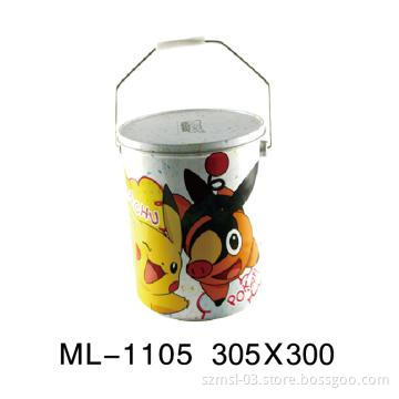 tin bucket with handle, metal bucket